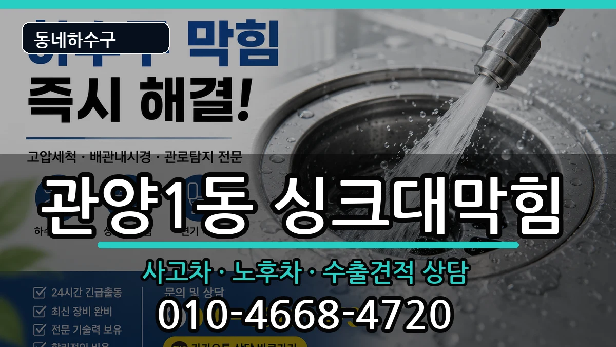 경기안양시동안구관양1동  싱크대막힘 지역형