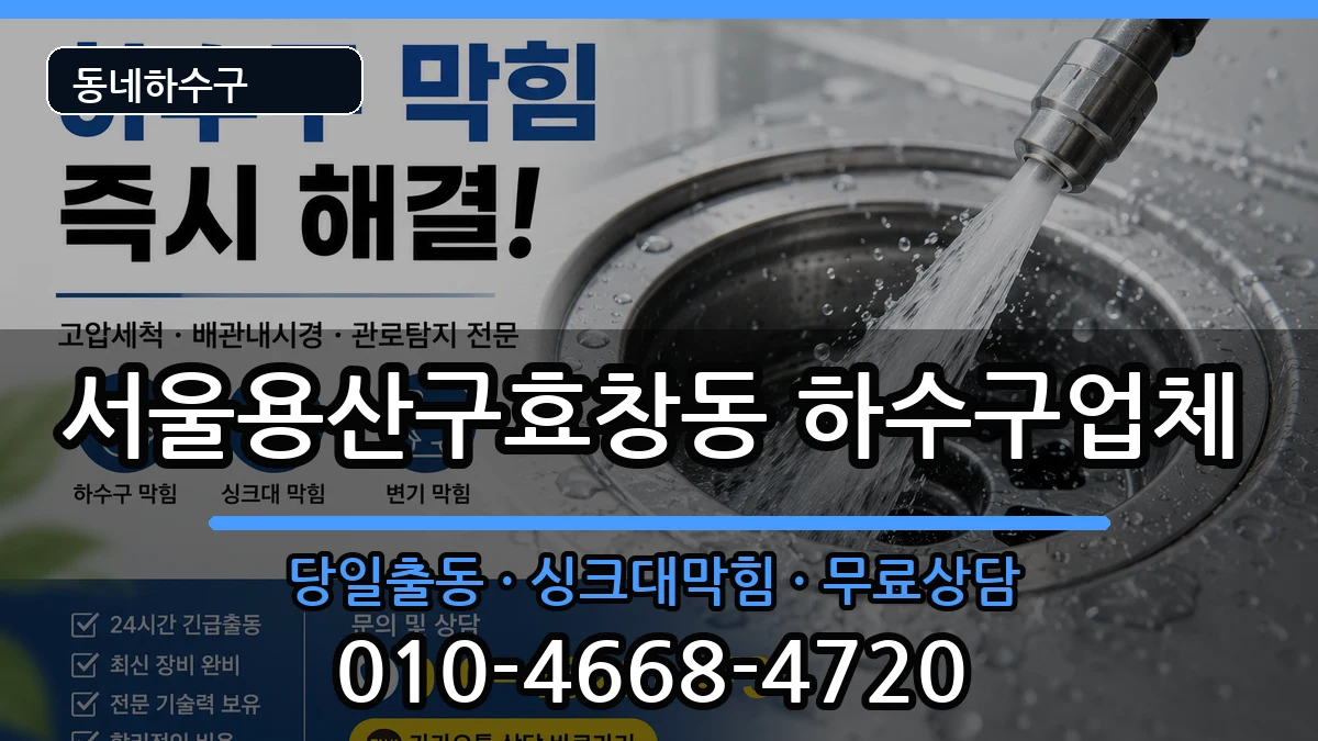 서울용산구효창동 하수구막힘 증상 처리 안내 이미지 2