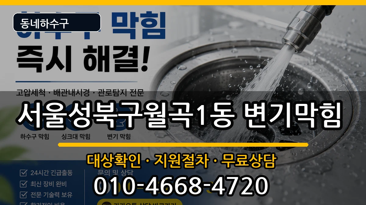 서울성북구월곡1동 변기막힘 증상 처리 안내 이미지 1