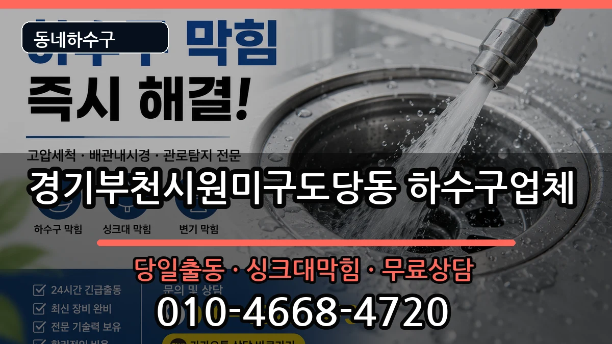 경기부천시원미구도당동 하수구막힘 증상 처리 안내 이미지 3