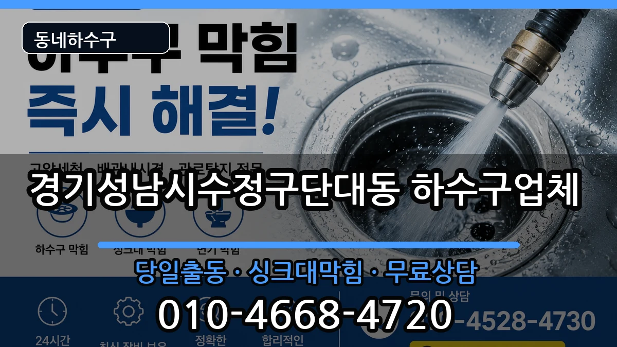 경기성남시수정구단대동 하수구막힘 증상 처리 안내 이미지 3