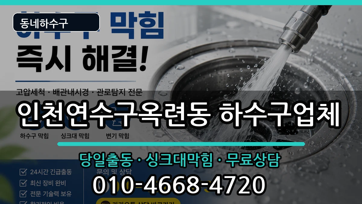 인천연수구옥련동 하수구막힘 증상 처리 안내 이미지 1