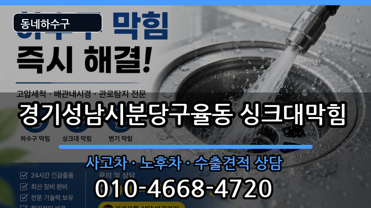 경기성남시분당구율동 싱크대막힘 경기성남시분당구율동 싱크대막힘 증상 처리 안내 이미지 1