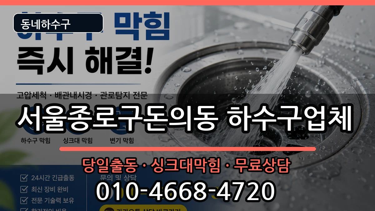 서울종로구돈의동 하수구막힘 증상 처리 안내 이미지 1
