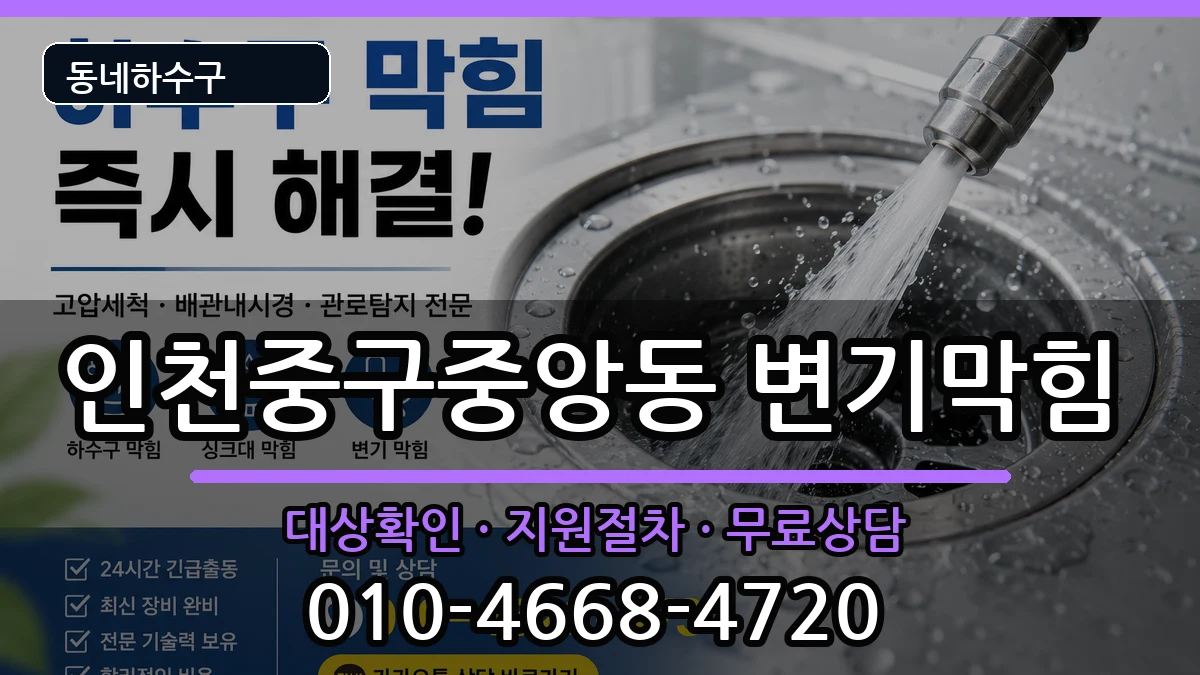 인천중구중앙동 변기막힘 인천중구중앙동 변기막힘 증상 처리 안내 이미지 3