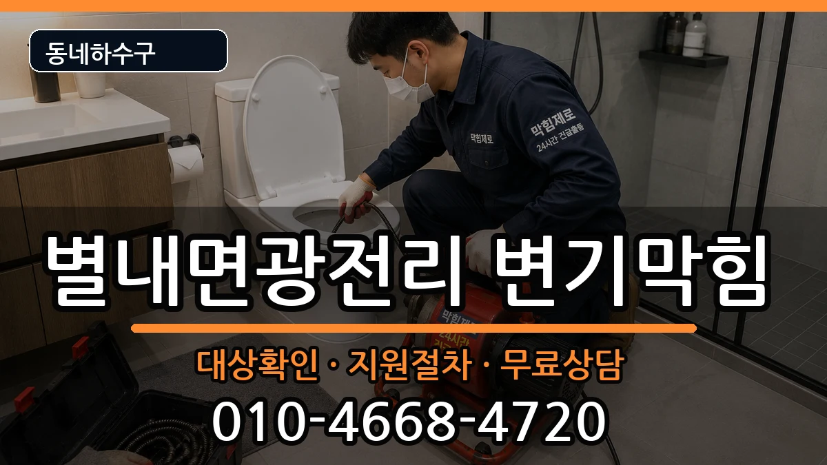 경기남양주시별내면광전리 변기막힘 증상 처리 안내 이미지 1