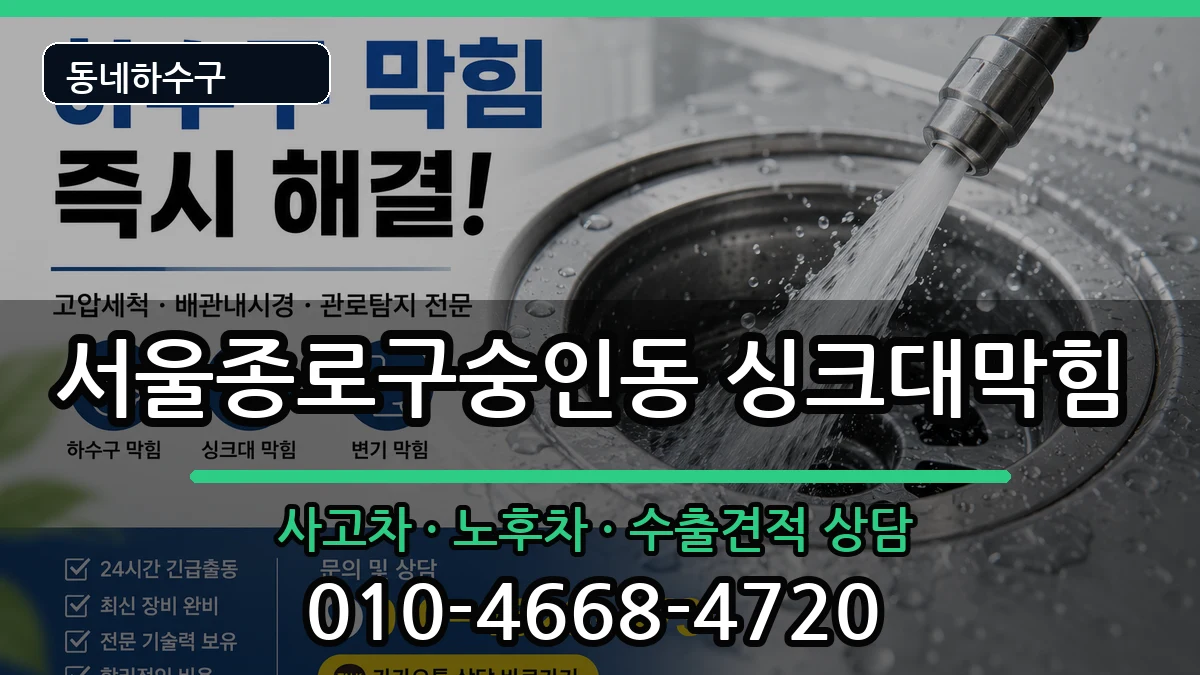 서울종로구숭인동 싱크대막힘 서울종로구숭인동 싱크대막힘 증상 처리 안내 이미지 3