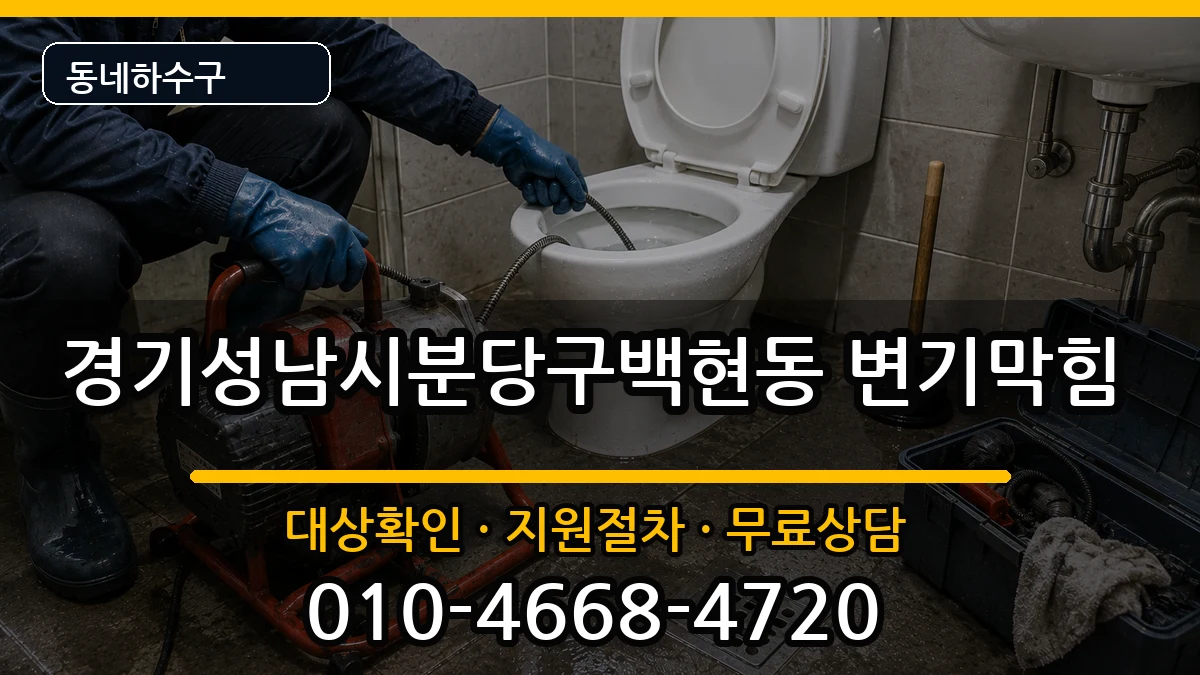 경기성남시분당구백현동 변기막힘 경기성남시분당구백현동 변기막힘 증상 처리 안내 이미지 1