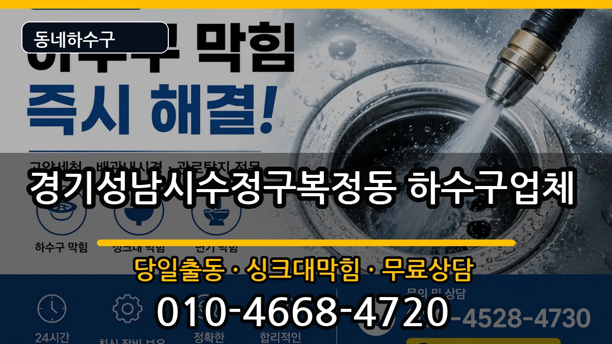 경기성남시수정구복정동 하수구막힘 증상 처리 안내 이미지 1