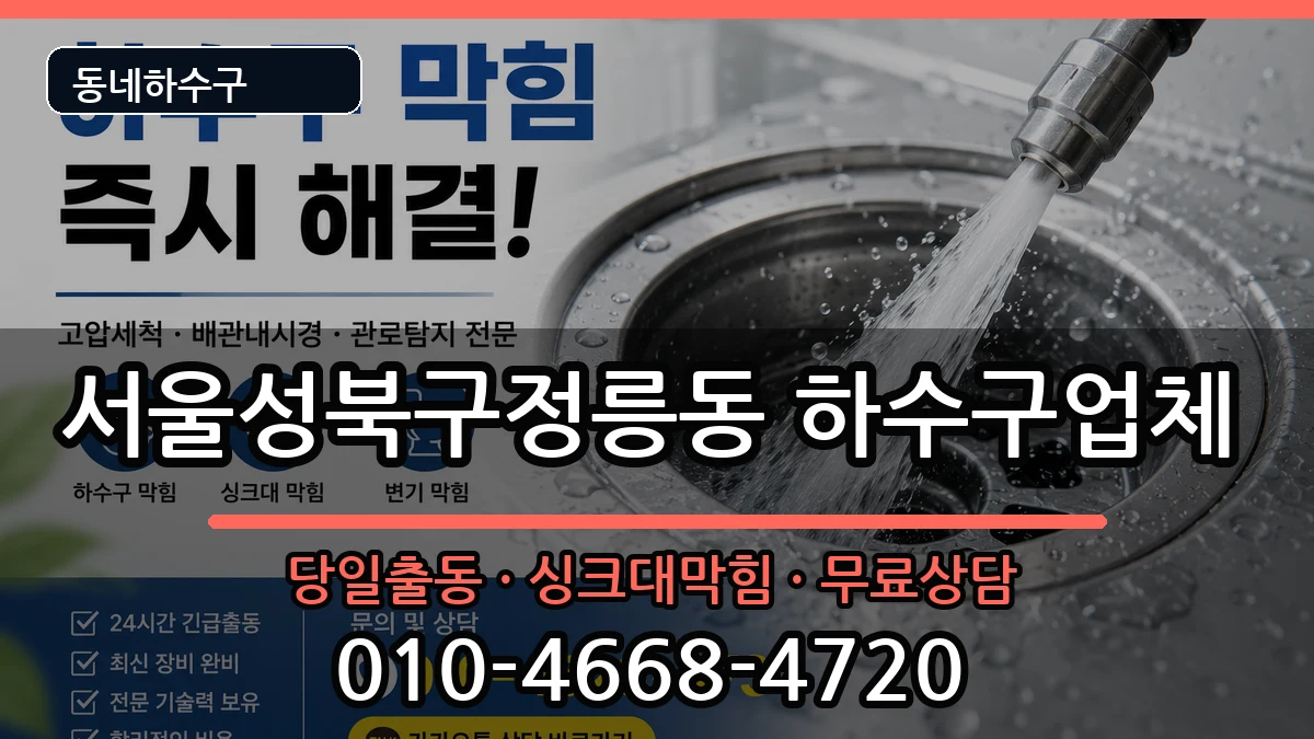 서울성북구정릉동  하수구막힘 지역형