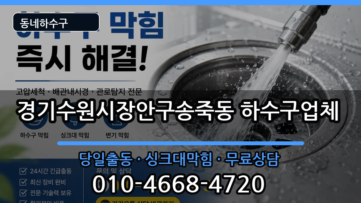 경기수원시장안구송죽동 하수구막힘 증상 처리 안내 이미지 1