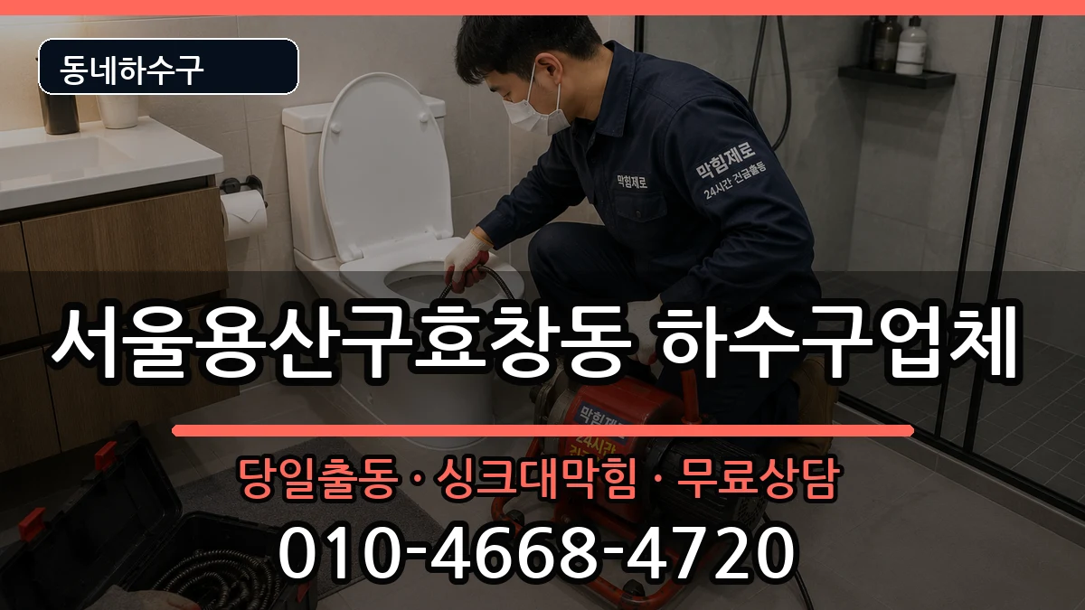 서울용산구효창동 하수구막힘 증상 처리 안내 이미지 3