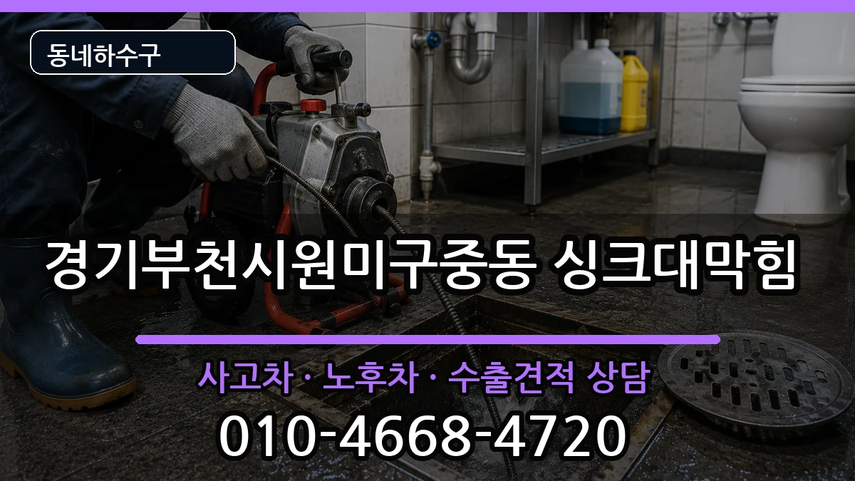 경기부천시원미구중동  싱크대막힘 정보형